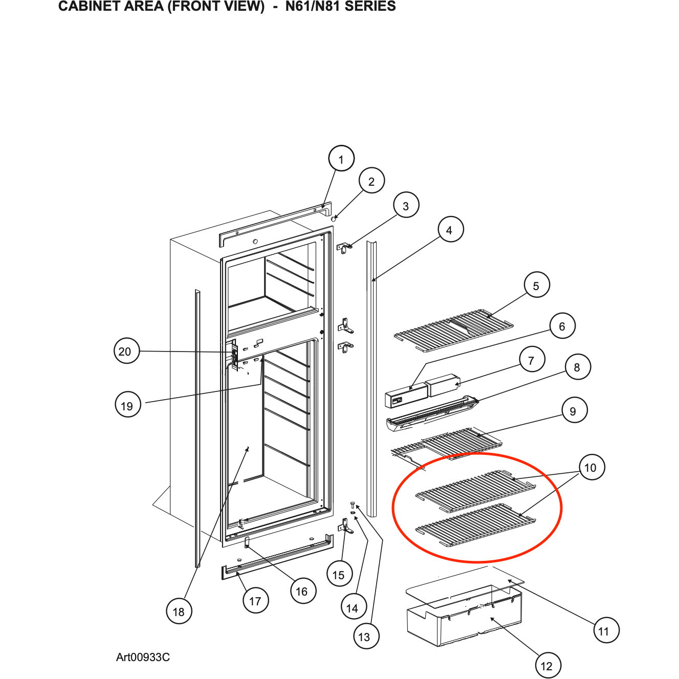 Norcold® Refrigerator Freezer Shelf Replacement for N611V/N811V and N7/N8 models - 638480